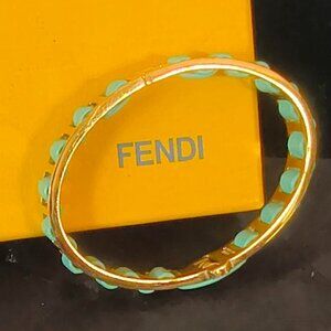 Fendi Gold Woven Bangle In Box